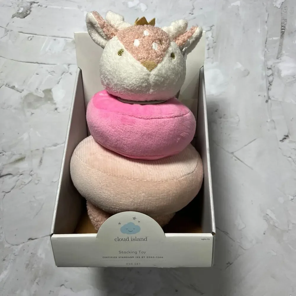 Cloud Island Pink Deer Soft Plush Stacker Doll 9 Inch Baby Toy NEW